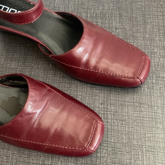 Moda Spana Red Marron leather Mary Jane's square toe - Picture 5 of 15